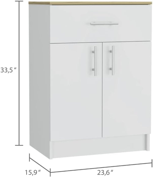 33" H Kitchen Pantry, Storage Cabinet with 1 Drawer, 2 Interior Shelves, 2 Doors, Easy to Maintain, for Dining Room