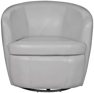 Pemberly Set of 2 Steamboat Ice All Italian Leather Swivel Club Chair