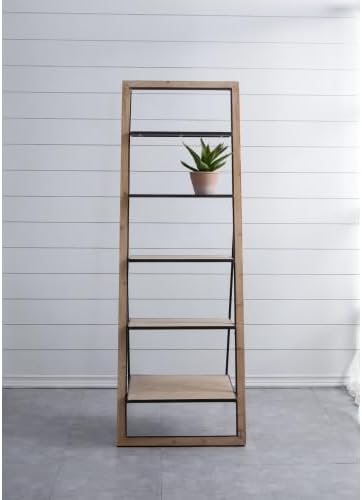 5-Tier Ladder Shelfing, Free Standing Organizer Shelves with Metal Stand, Two-Tone Indoor/Outdoor Plant Ladders, Ideal for Kitchen, Garden, Balcony Use