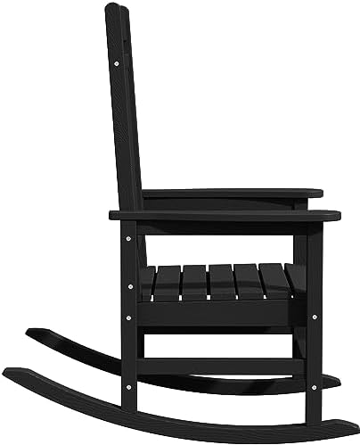 KINGYES Oversized Outdoor Rocking Chairs Set of 2, HDPE Porch Rocker, Black |...