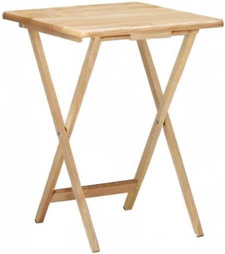 2-Piece Solid Wood TV Tray Table Set | Foldable Snack & Laptop Desk | Portable Folding Dinner Side Table | Space Saving | Natural Finish