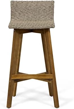 Christopher Knight Home La Brea Outdoor Acacia Wood and Wicker Barstools (Set...