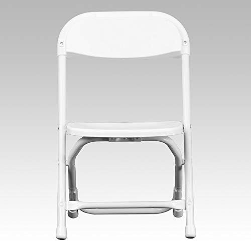Kids Folding Plastic Chair with Metal Frame, Lightweight Stackable Toddler Chairs for Classroom Table Desk Parties Events Weddings and Home Use, White Pack of 20 Chairs