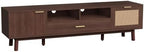 Bellemave TV Stand for up to 75", Solid Wood TV Consoles with Storage Drawer & Open Shelves, Modern Entertainment Center with Drop-Down Door Cabinet for Living Room, Bedroom (Dark Brown)
