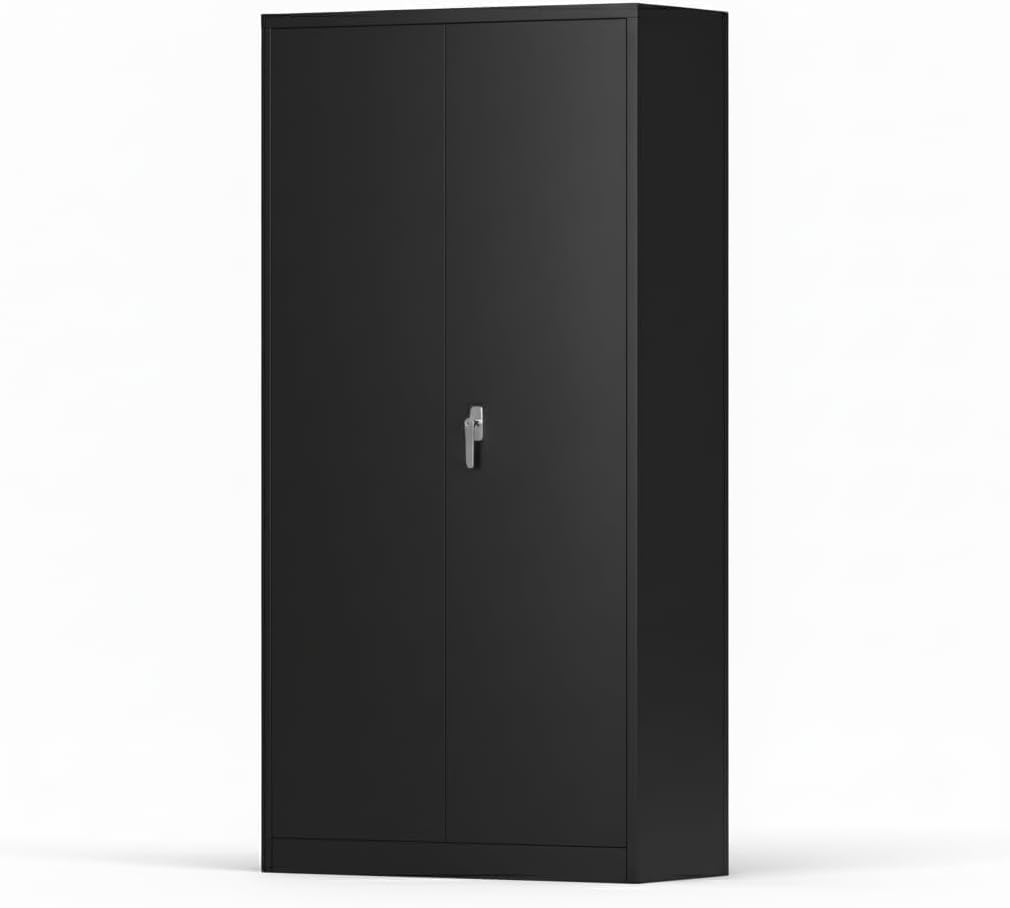 Steel Wardrobe Cabinet with Locking Doors | Adjustable Shelves & Hanging Rod, Large Metal Storage Closet, For Clothes, Tools, Garage, Home, Gym, Government
