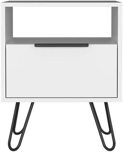 Nightstand, Single Drawer, Hairpin Legs,for Small Spaces
