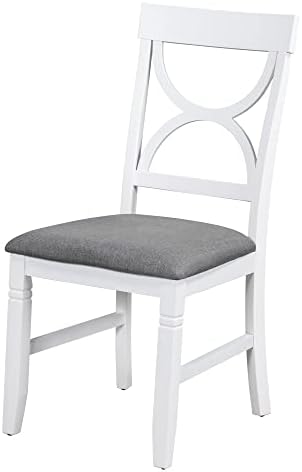 LUMISOL 6 Piece Farmhouse Dining Table Set with Bench, Gray Wash+White