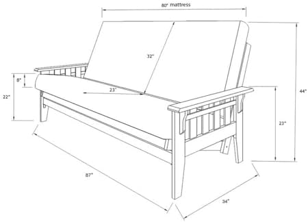 Kodiak Tucson Queen Futon Frame and Mattress Set - Wood Futon with Mattress I...