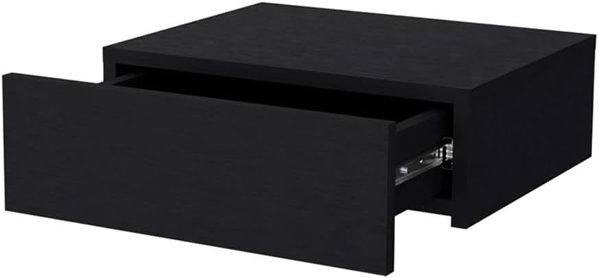 Vienna 1-Drawer Manufactured Wood Floating Nightstand, Black