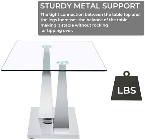 Modern Silver Dining Table, 63" Dining Room Table for 4-6 with Heavy Dut...