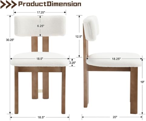Modern Farmhouse Boucle Dining Chairs Set of 4, White Dining Room Chairs