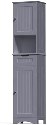 Gizoon 67” H Tall Bathroom Storage Cabinet, Narrow Storage Cabinet, Grey