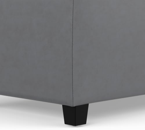 SIMPLIHOME Avalon 48" Wide Vegan Leather Storage Ottoman in Stone Grey |...