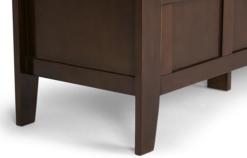 SIMPLIHOME Adams 48" Wide Solid Wood Storage Bench in Medium Brown