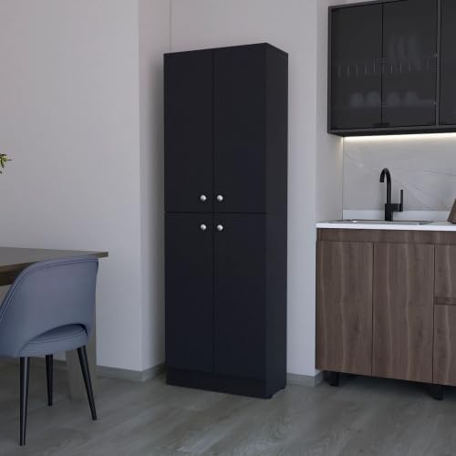 71" Tall Kitchen Pantry Cabinet with Storage,4-Door Wooden Cupboard Cred...