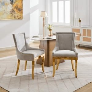 Aoowow Luxury Fabric Upholstered Side Chairs for Kitchen Set of 2, Sillas de ...