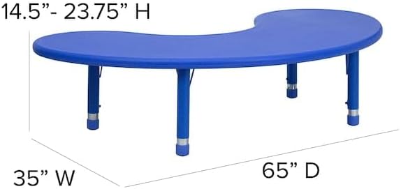 Flash Furniture 35''W x 65''L Half-Moon Blue Plastic Height A...