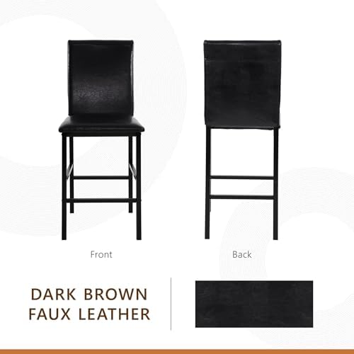 Homelegance Tempe Dining Counter Height Chair (Set of 4), Faux Leather, Dark ...
