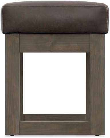 SIMPLIHOME Milltown 27" Wide Vegan Leather Ottoman in Distressed Brown |...