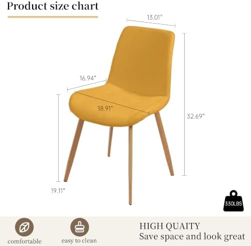 HIPIHOM Dining Chairs Set of 4, Mid-Century Modern Fabric Kitchen Chairs