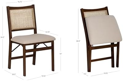Powell Kasi Brown and Natural Rattan Cane Fully Assembled Foldable Wooden Din...