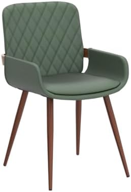 LUNLING Mid Century Modern Faux Leather Dining Chairs Set of 2, Green, Uphols...