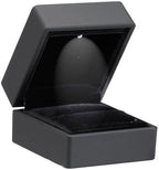 Allure - Luxury Ring Box With LED Light, Square Shaped Elegant Diamond Ring Case, For Unique Proposal, Engagement Or Wedding, Small, Black Velvet Interior Jewelry Display Gift Box For Promise Rings.