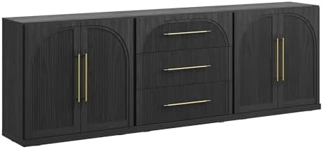 BELLEZE Jagger 3-Piece Modular Sideboard Buffet Cabinet - Ebony