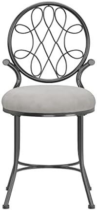 Hillsdale O'Malley Vanity Stool with Spiral Pattern Design, Metallic Gray...