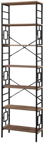 HOMISSUE Tall Bookshelf, 84 Inch Industrial Bookshelf with Metal Frame and Op...