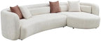 Curved Boucle Sectional Sofa, 132", Deep Seat, Chaise, Oversized, Modern | Comfy Sectional Couches with Chaise (Right-Facing, Beige), Curved Boucle Sectional Sofa, 132", Deep Seat, Chaise, Oversized