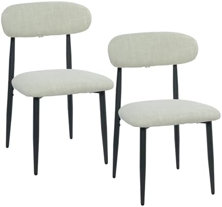FREKEN Modern Upholstered Dining Chairs Set of 2, Mid-Century Metal Frame Lin...