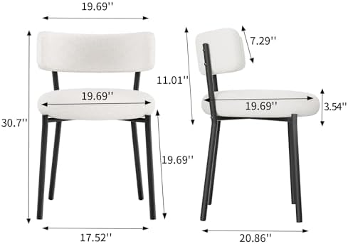 Boucle Dining Chairs Set of 6, Modern Round Upholstered Dining Chairs, Curved...