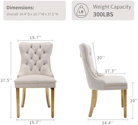 Velvet Dining Chairs Set of 4, Mid Century Tufted Dining Room Chairs with Nai...