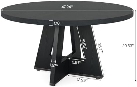 Tribesigns 47 inch Round Dining Table Wood Kitchen Table for Dining Room, 47&...