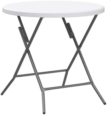 VINGLI 32" Round Folding Commercial Banquet Table, Portable Plastic Coff...