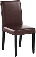 FDW Dining Chairs Set of 4,Dining Room Chairs,Side PU Cushion Chairs with Waterproof Surface and Wood Legs,for Kitchen Restaurant and Living Room,Leather Brown