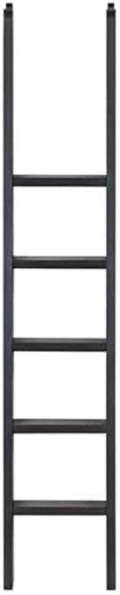 Pemberly Row Decorative Solid Wood Library Ladder, 75.5 in Tall, Black Finish, Metal Hooks, Refreshed Traditional Style, Versatile Home Office or Living Room Accent