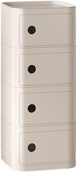 Square Night Stand with Magnetic Door, Plastic Stackable Small Storage Cabine...