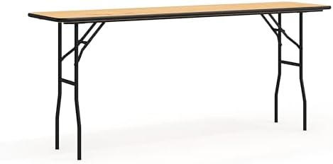 Flash Furniture 6 ft Wood Folding Clear Coat Rectangular Table, Clear