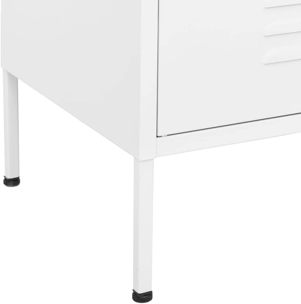 White Steel Cabinet 31.5x13.8x40 in, 2-Door Pantry w/ 2 Drawers, Adjustable S...