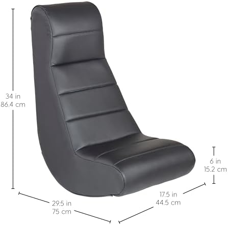 Factory Direct Partners Soft Ergonomic Horizontal Soft Floor Video Rocker - Cushioned Ground Chair Great for Reading, Gaming or Watching TV for Kids, Teens and Adults - Black, 10489-BK