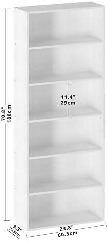 IRONCK Bookshelves and Bookcases Floor Standing 6 Tiers Display Storage Shelv...