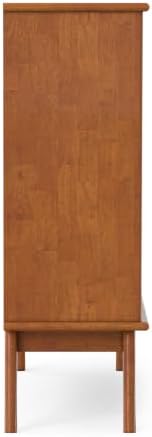 SIMPLIHOME Draper 57" Wide Solid Wood 8-Cube Console Table in Teak Brown
