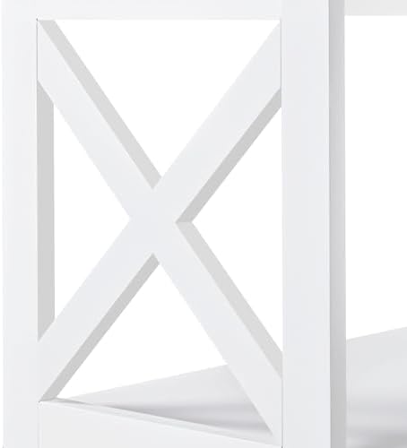Yaheetech 42"L White Console Table 3-Tier Narrow X-Frame Open Storage Sh...