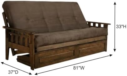 Kodiak Furniture Tucson Full Futon Set in Rustic Walnut Finish with Storage D...