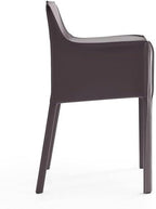 Manhattan Comfort Vogue Modern Faux Leather Dining Chairs, Metal Frame, Comfortable Padded Seat, Fully Assembled Armchair Accent Furniture, Set of 2, Grey