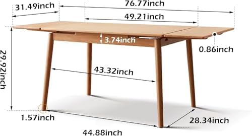 49.21’’-76.77’’ Extendable Dining Table and Chairs Set for 4, 100% Solid Wood...