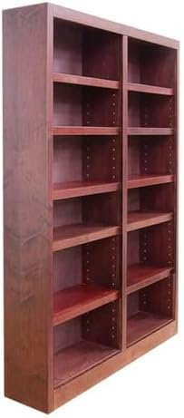 BOWERY HILL Traditional 84" Tall 12-Shelf Double Wide Wood Bookcase, Che...