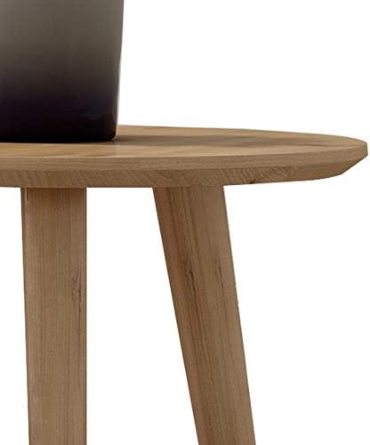 WoodShine Side Table Small Round Solid Wood Sofa End Tables Accent Nesting Coffee Table Natural(H:18.11inch)